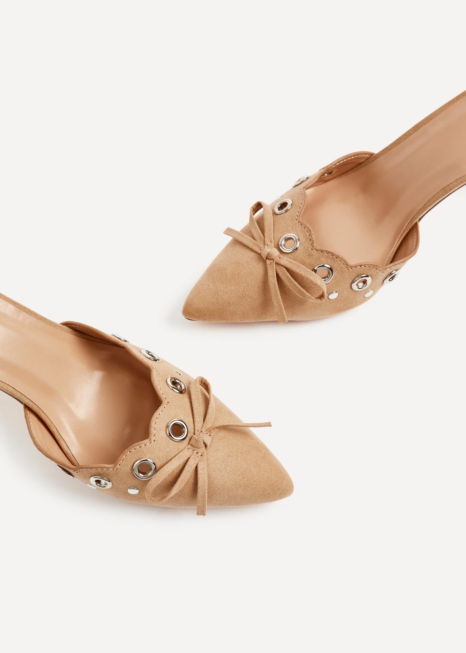 Linzi Clover Dark Nude Faux Suede Pointed Mule