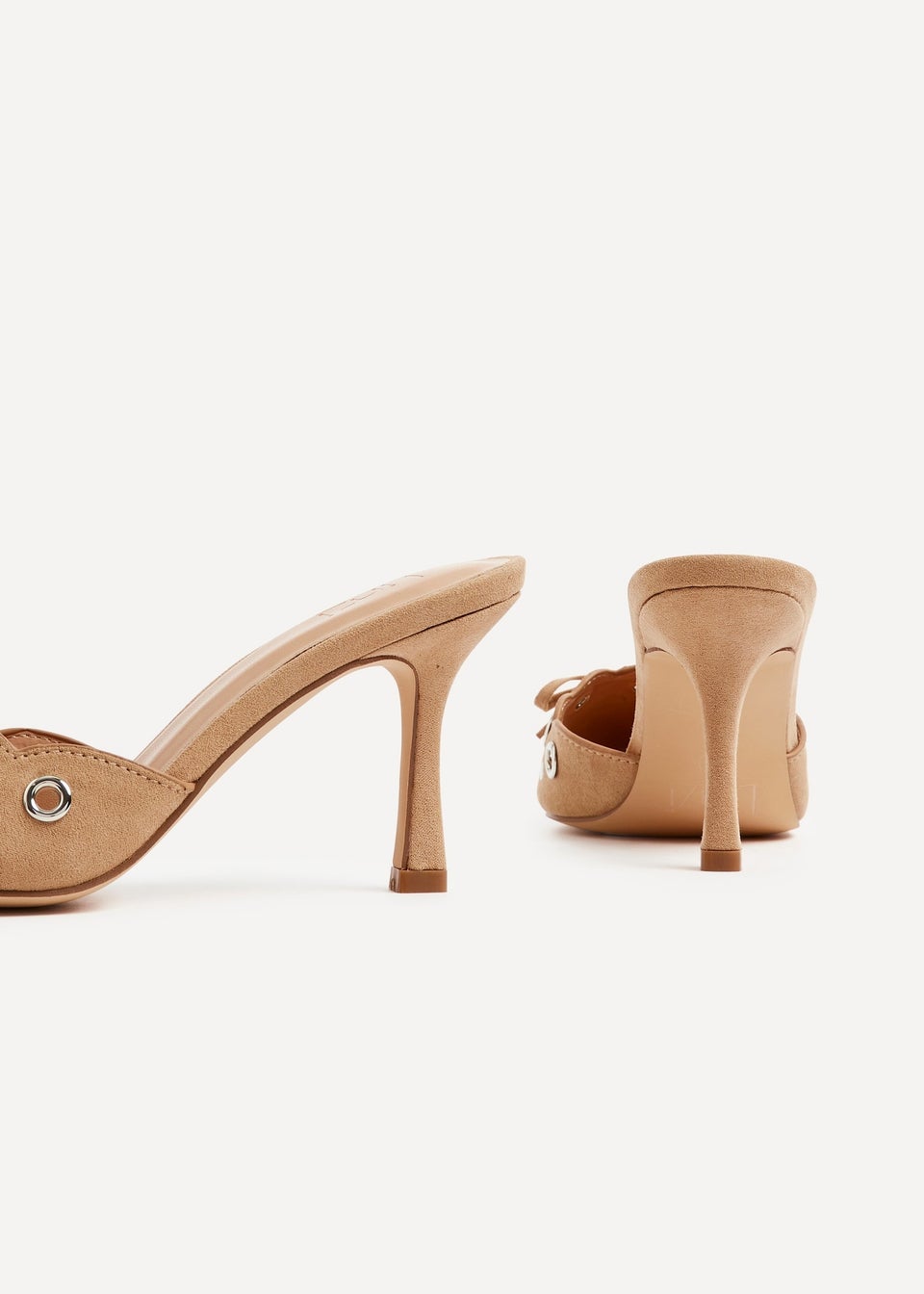 Linzi Clover Dark Nude Faux Suede Pointed Mule