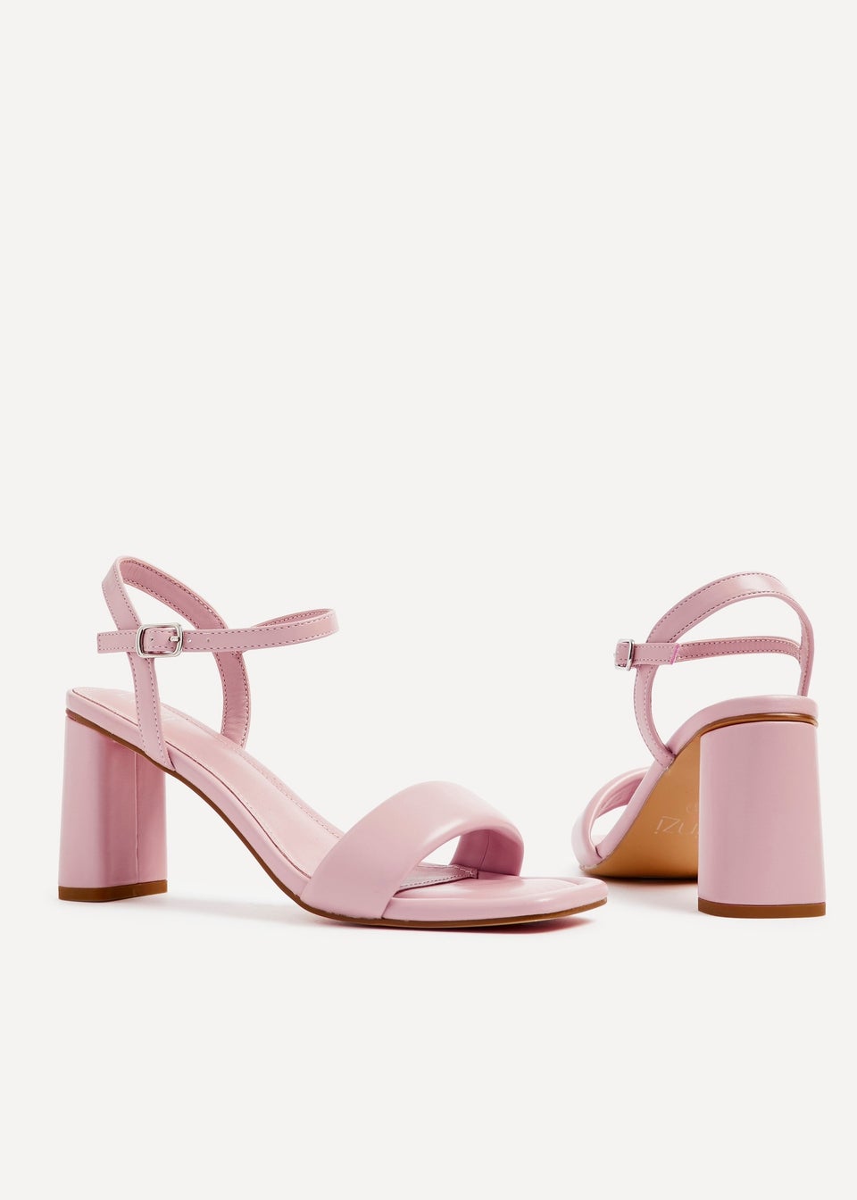 Linzi Balfour Dusky Pink Faux Leather Block Heeled Sandal