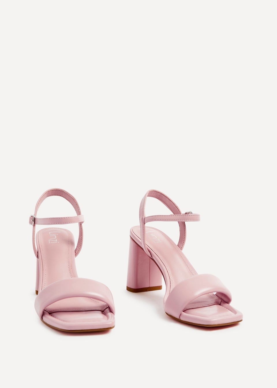 Linzi Balfour Dusky Pink Faux Leather Block Heeled Sandal
