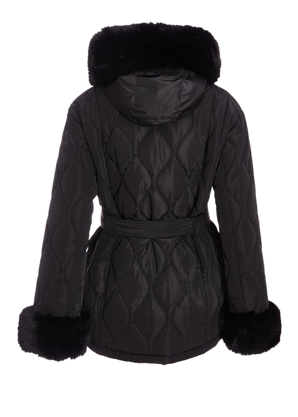 Quiz Black Faux Fur Trim Jacket Matalan