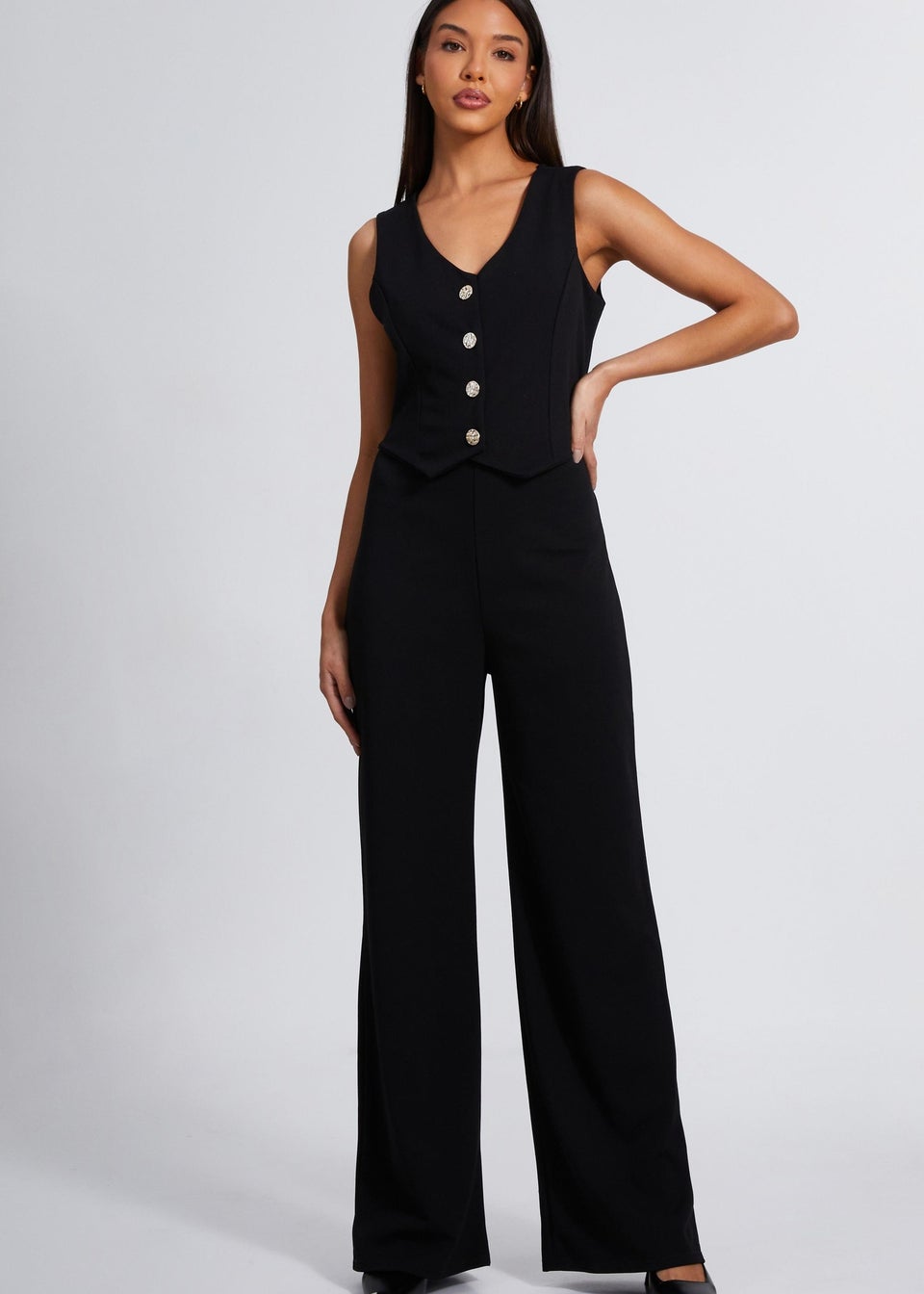 Quiz Black Wide Leg Trousers Matalan