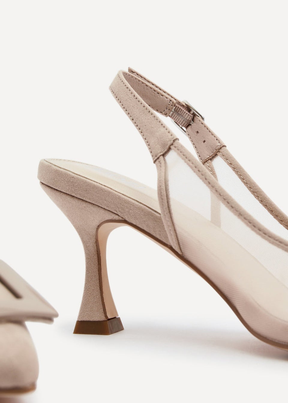 Linzi Ace Nude Faux Suede & Mesh Court Heel