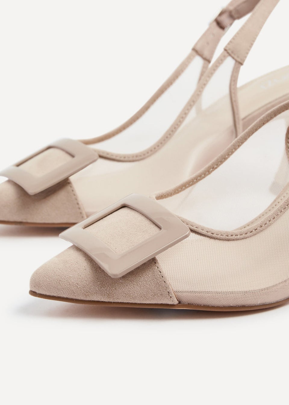 Linzi Ace Nude Faux Suede & Mesh Court Heel