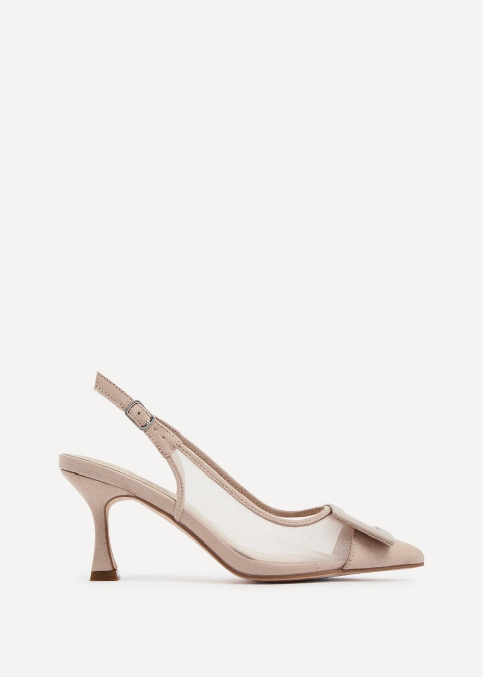 Linzi Ace Nude Faux Suede & Mesh Court Heel