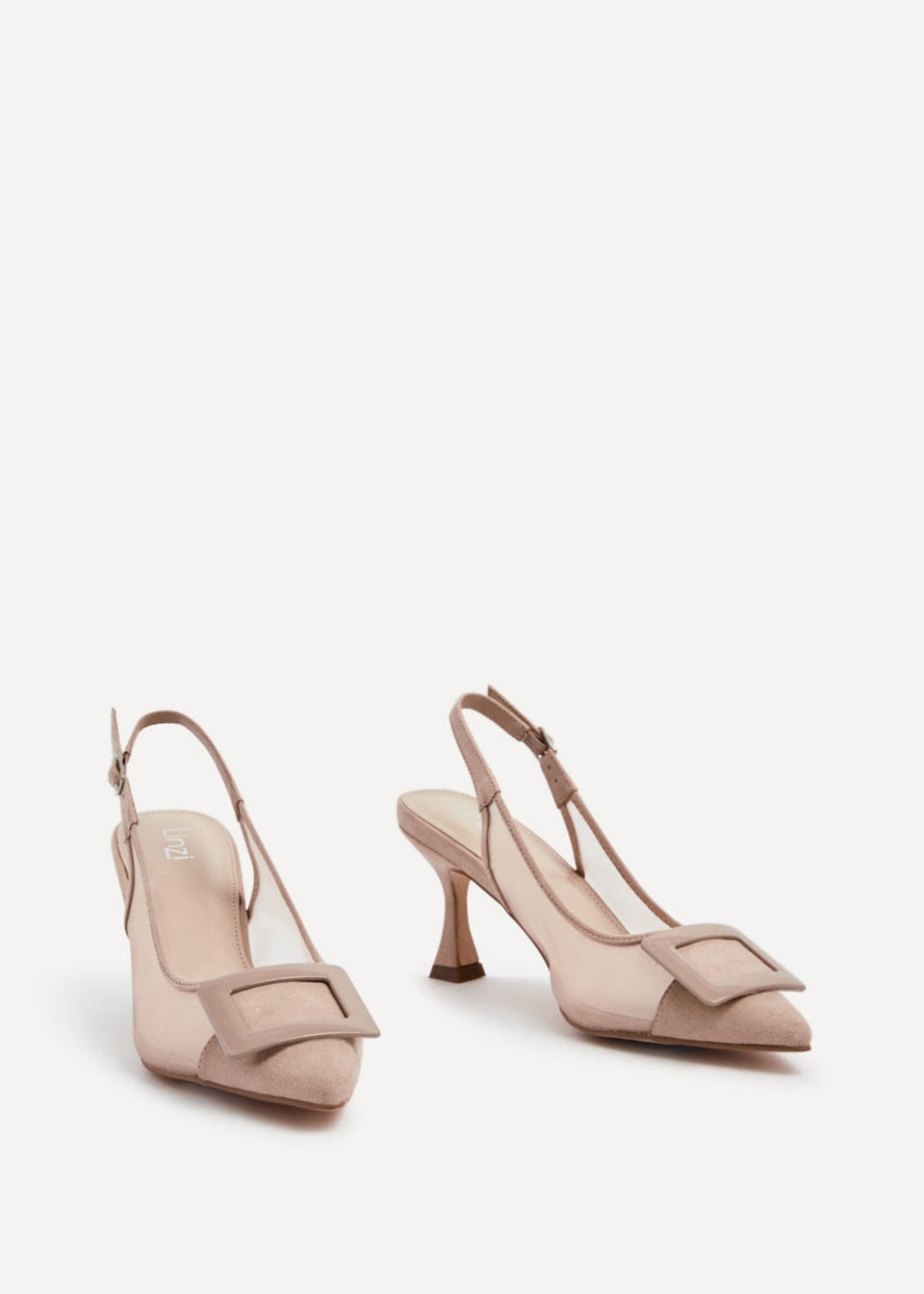 Linzi Ace Nude Faux Suede & Mesh Court Heel