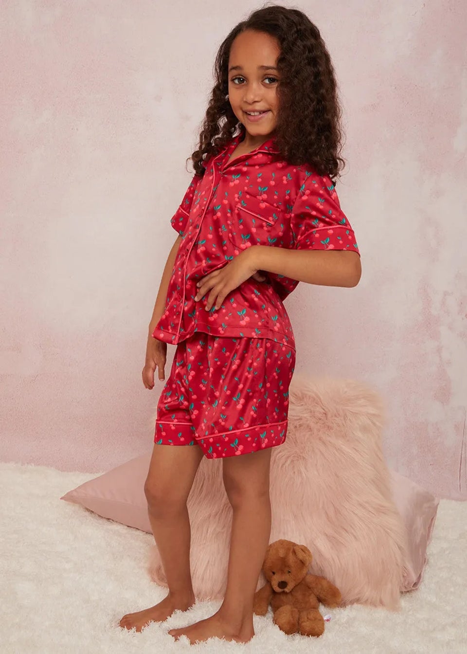 Chi Chi London Red Girls Cherry Pyjama Short Set (3-8 Years)