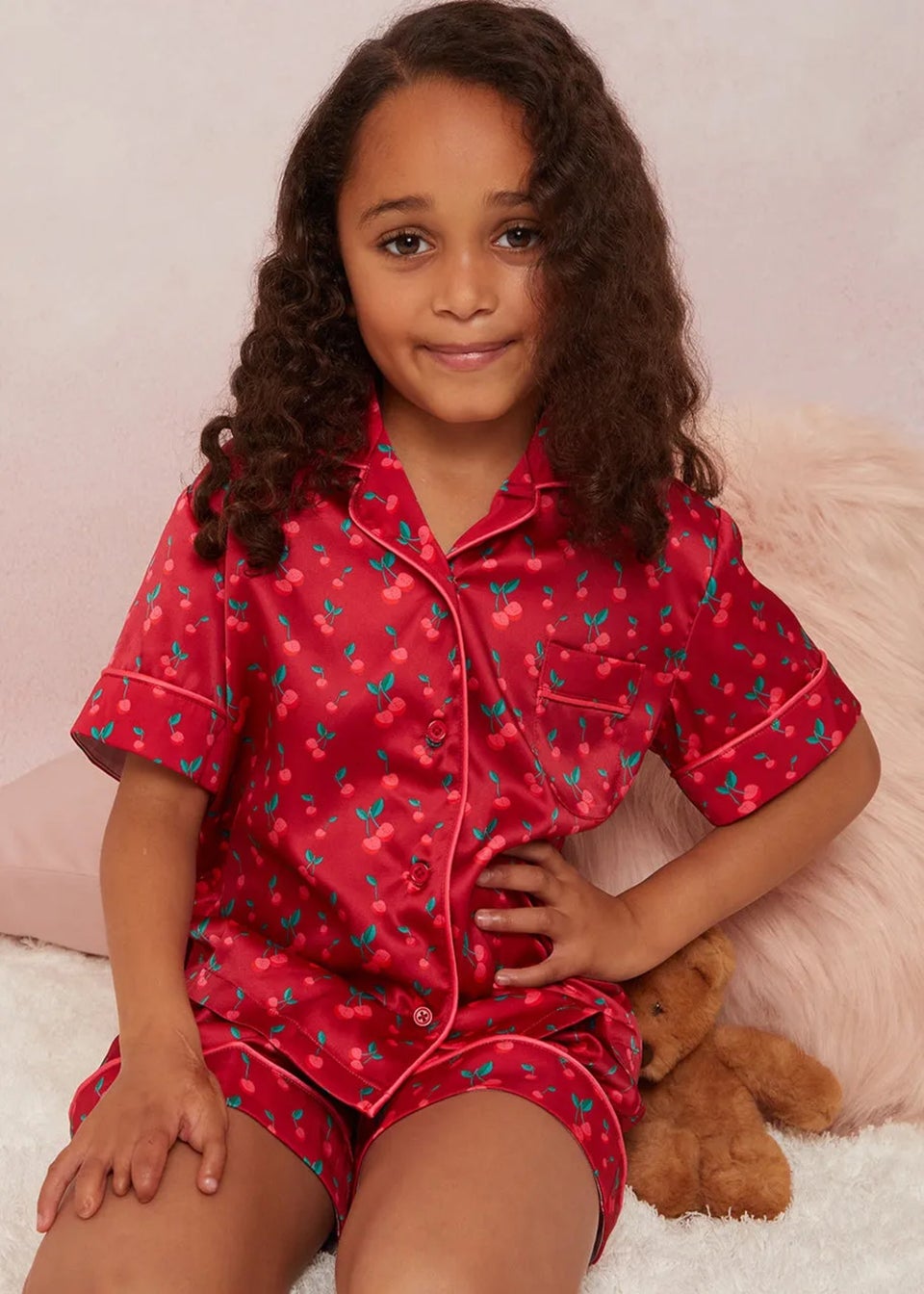 Chi Chi London Red Girls Cherry Pyjama Short Set (3-8 Years)