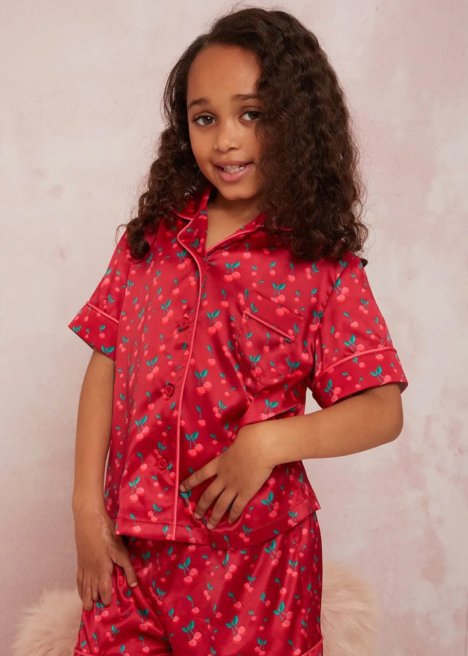 Chi Chi London Red Girls Cherry Pyjama Short Set (3-8 Years)