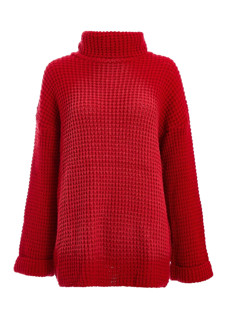 Quiz Red Knitted Roll Neck Jumper