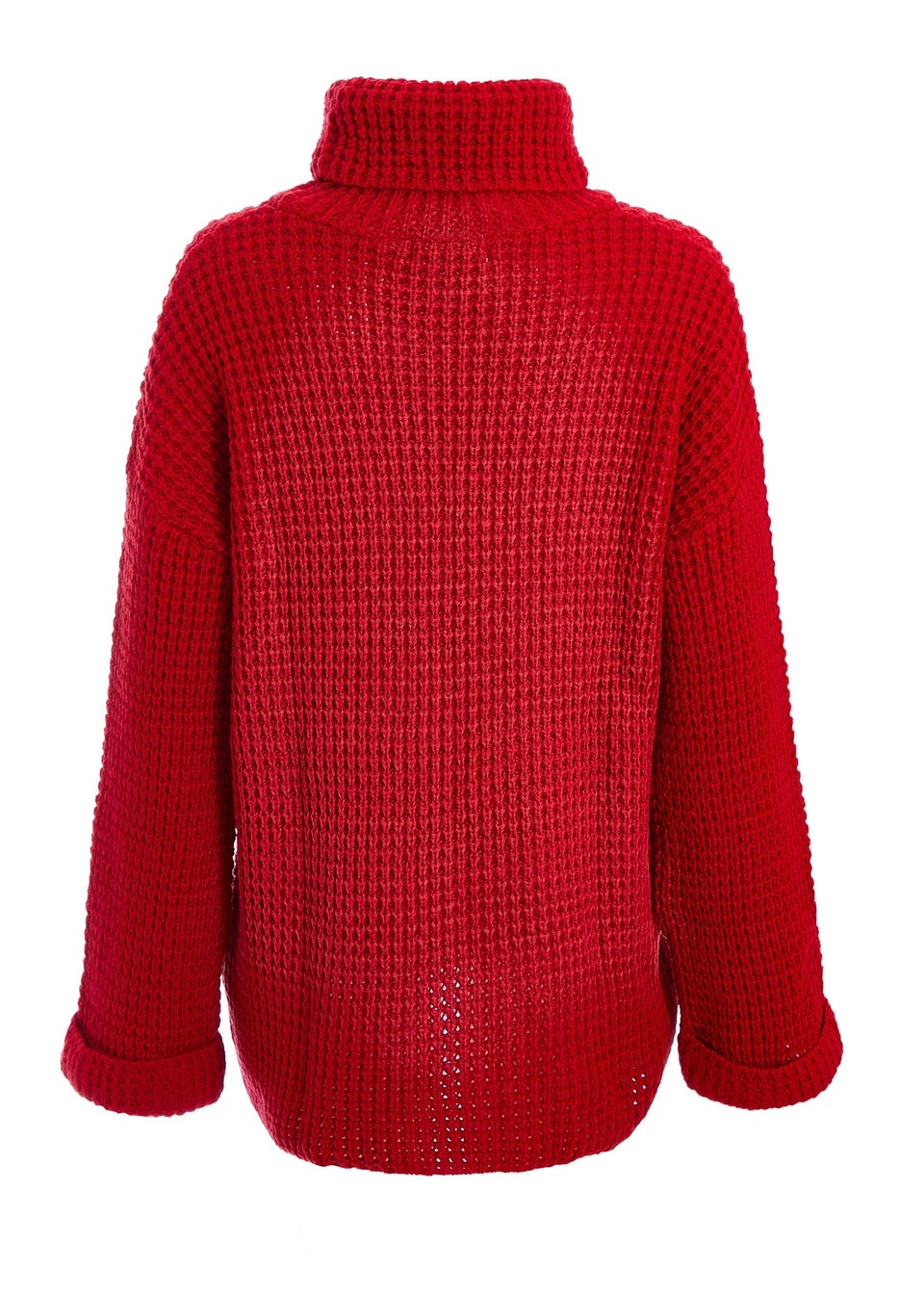 Quiz Red Knitted Roll Neck Jumper