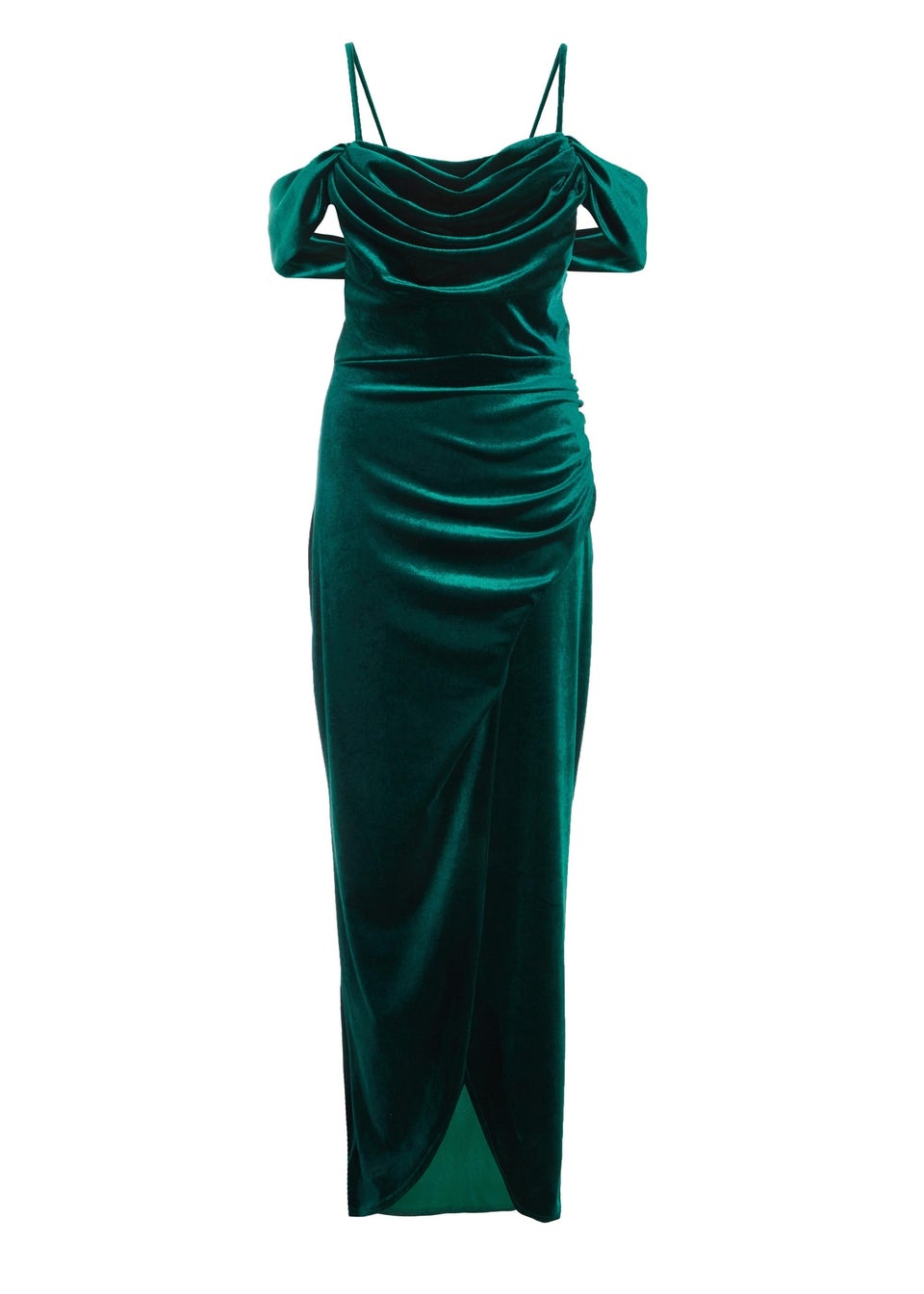 Quiz Green Velvet Cowl Neck Maxi Dress