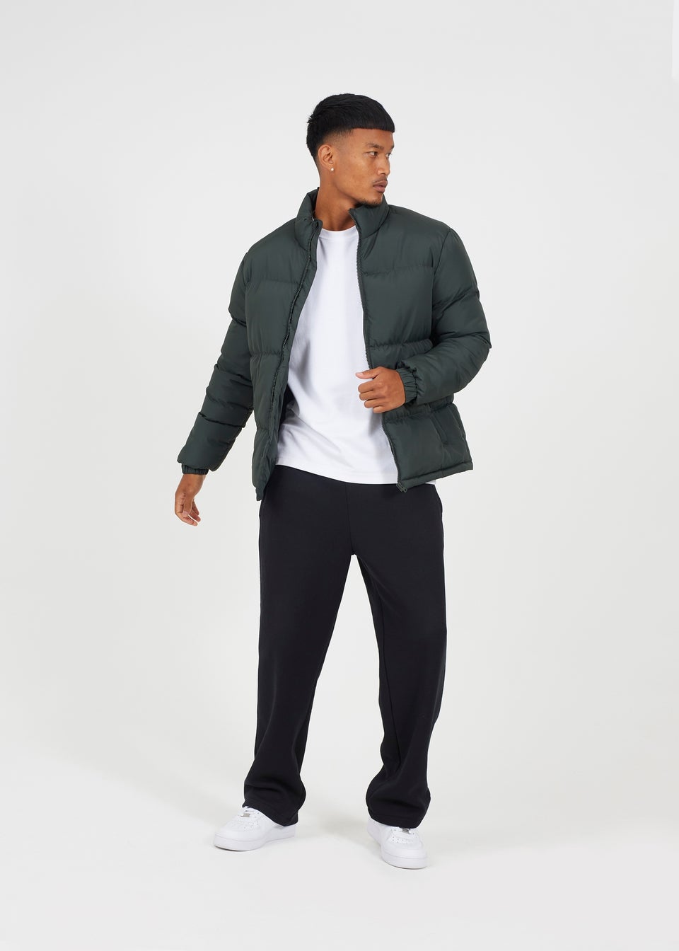 Brave Soul Khaki Funnel Neck Padded Jacket