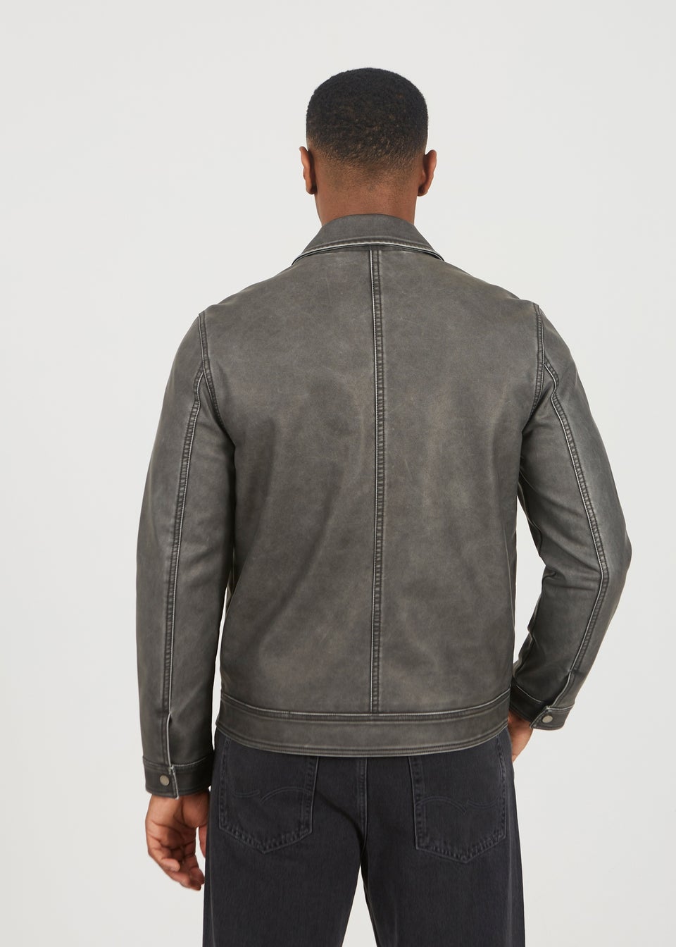 Brave Soul Black Zip Through Vintage PU Biker Jacket