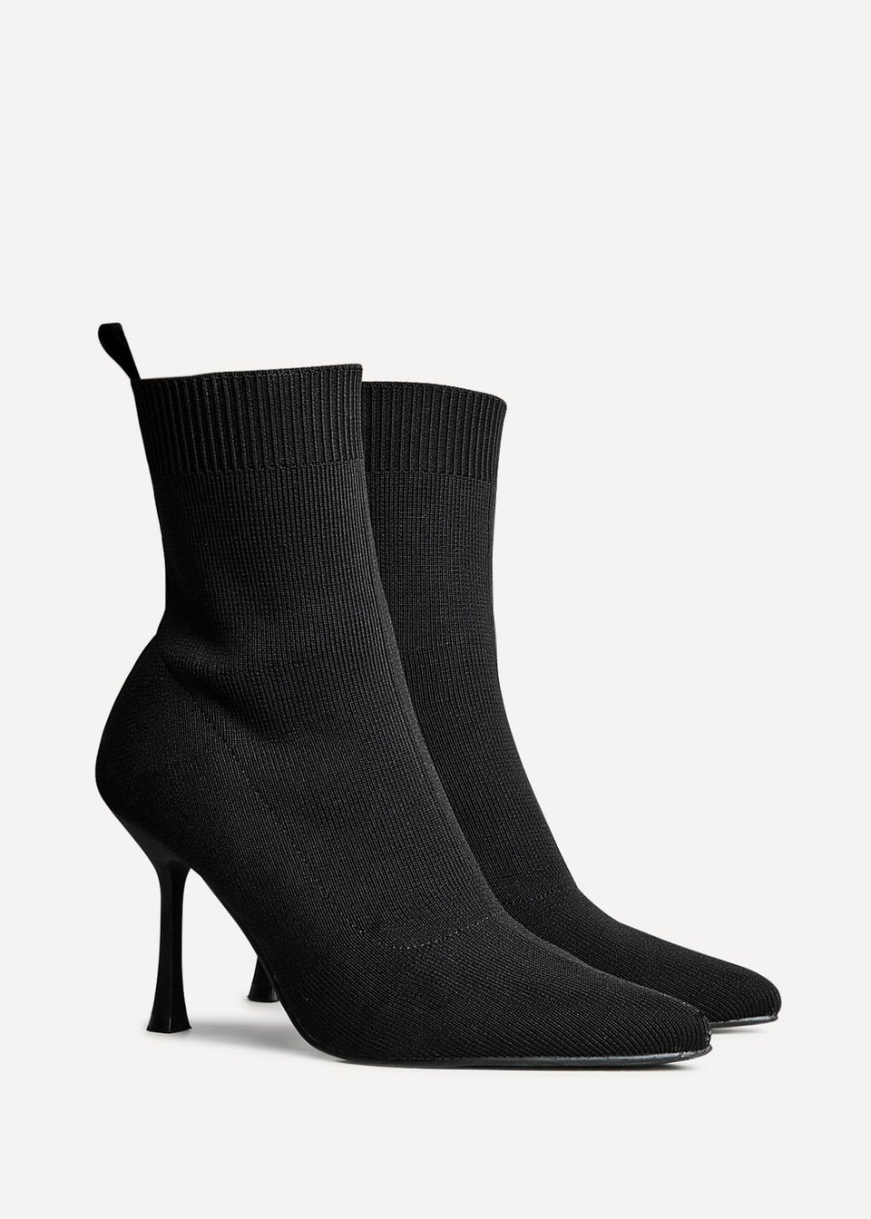 Linzi Franz Black Knit Pointed Toe Sock Boot