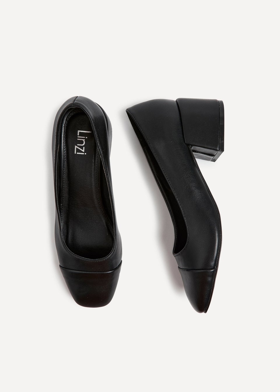 Linzi Valerie Black Faux Leather Block Court Heel