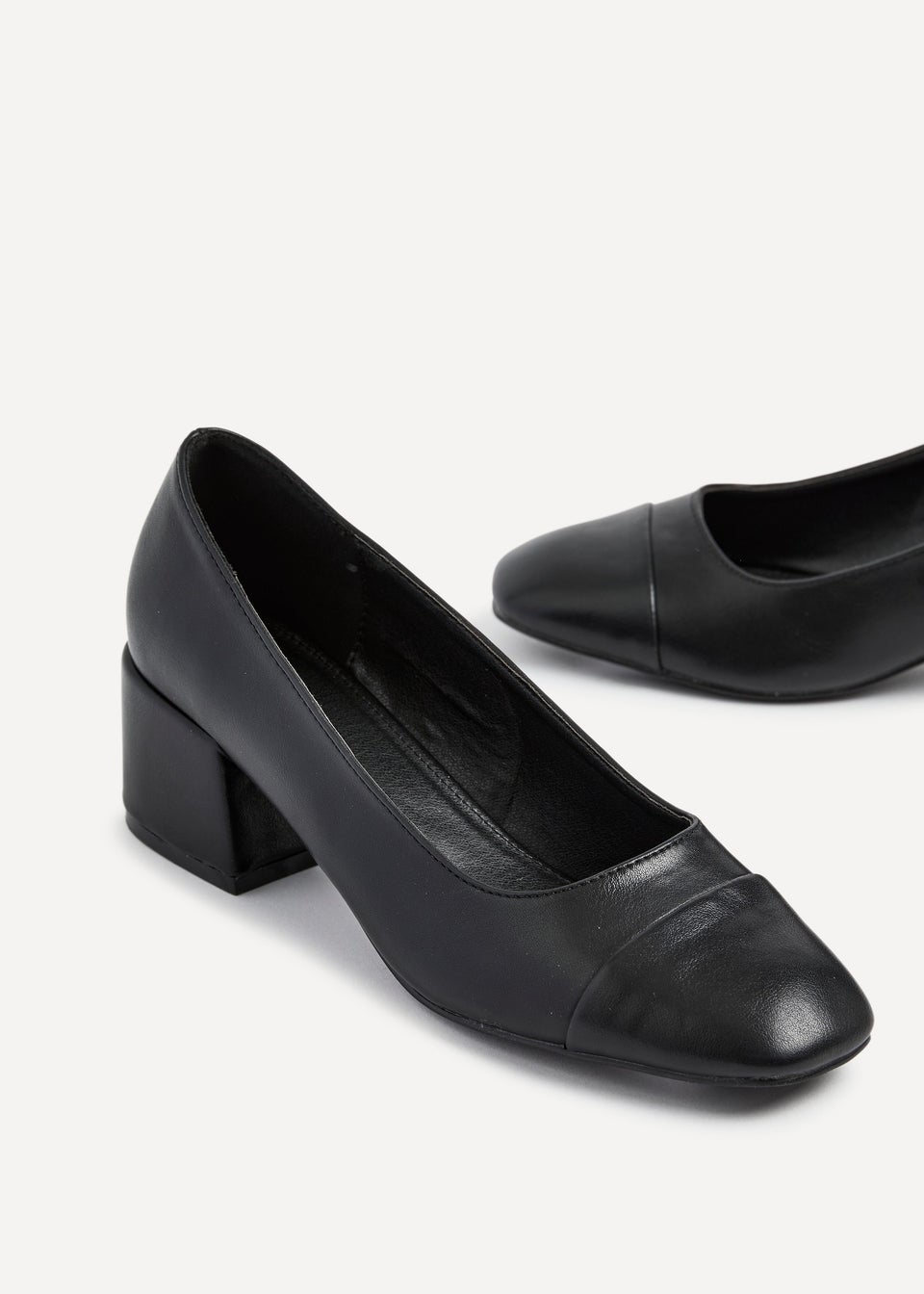 Linzi Valerie Black Faux Leather Block Court Heel