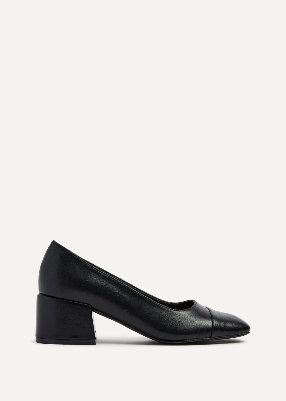 Linzi Valerie Black Faux Leather Block Court Heel