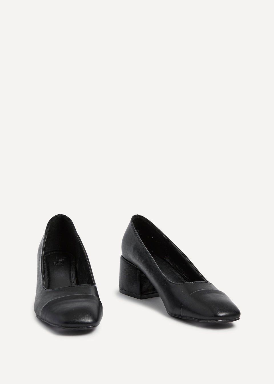 Linzi Valerie Black Faux Leather Block Court Heel