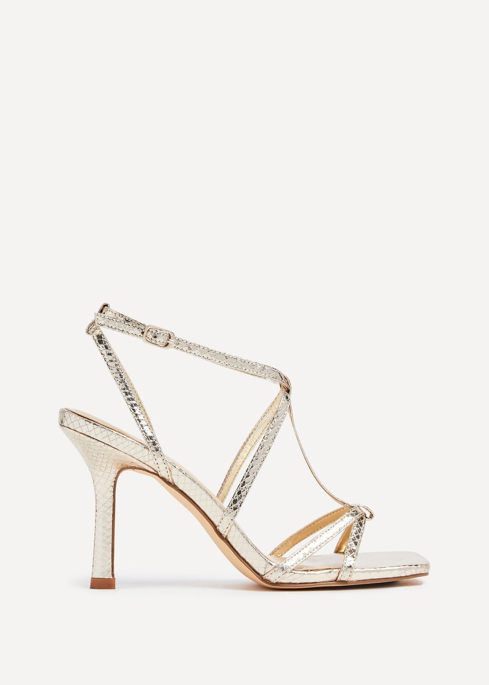 Linzi Posie Gold Lizard Effect T-Bar High Heel