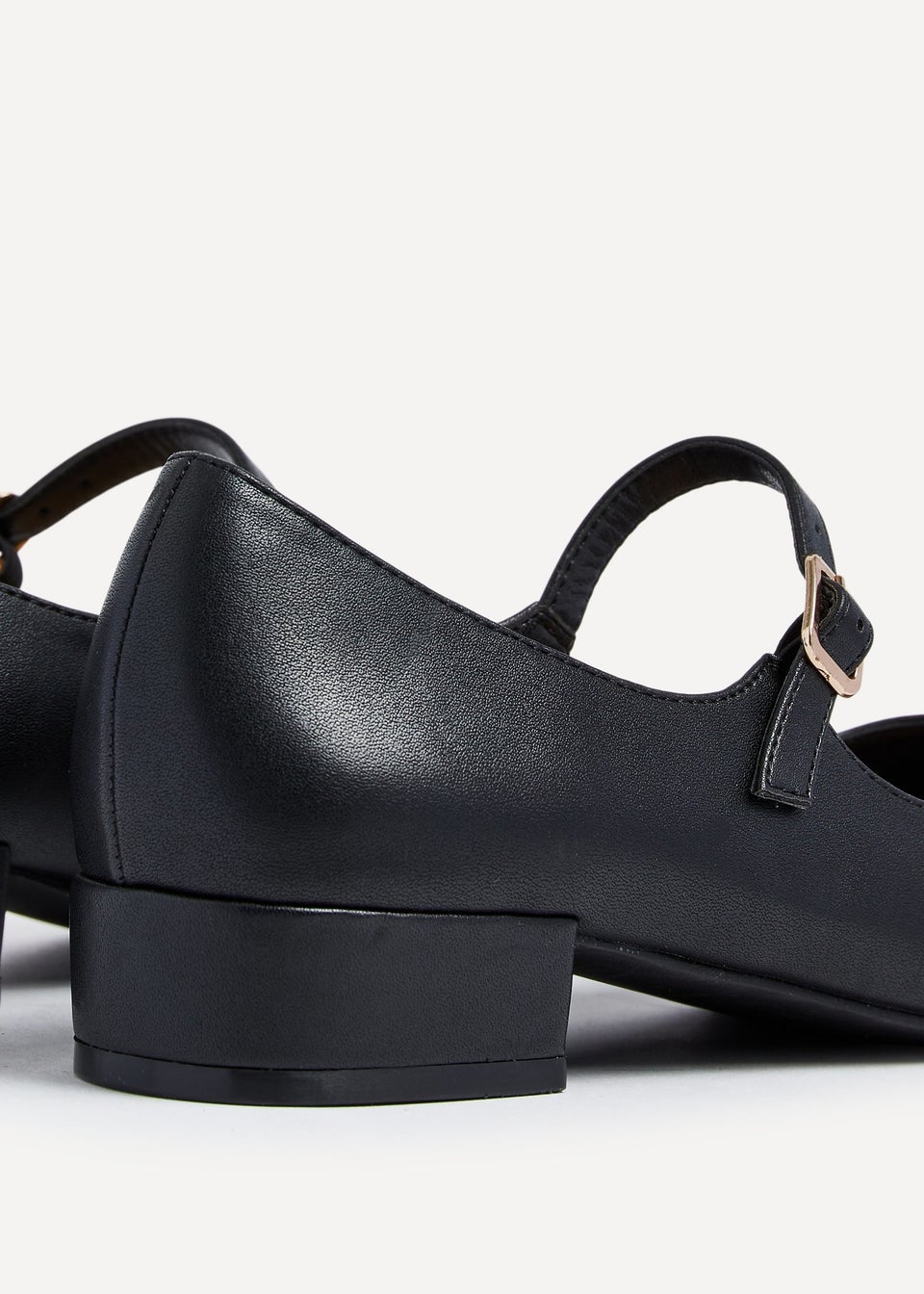 Linzi Carley Black Faux Leather Low Block Court Shoe