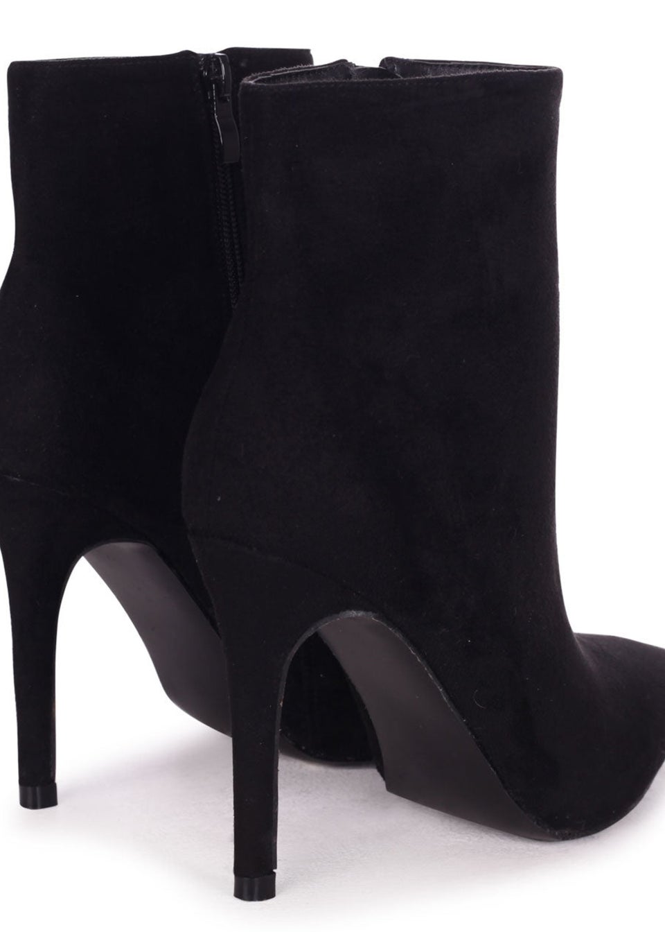 Linzi Jasmin Black Suede Pointed Stiletto Boot Heel