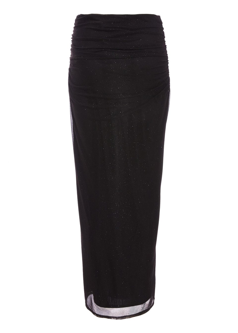 Quiz Black Glitter Mesh Midaxi Skirt