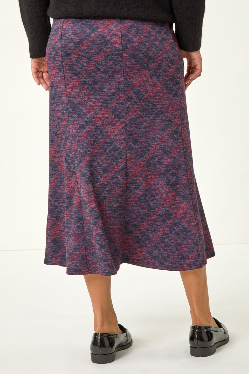 Roman Red Checkered Panel Tulip Skirt
