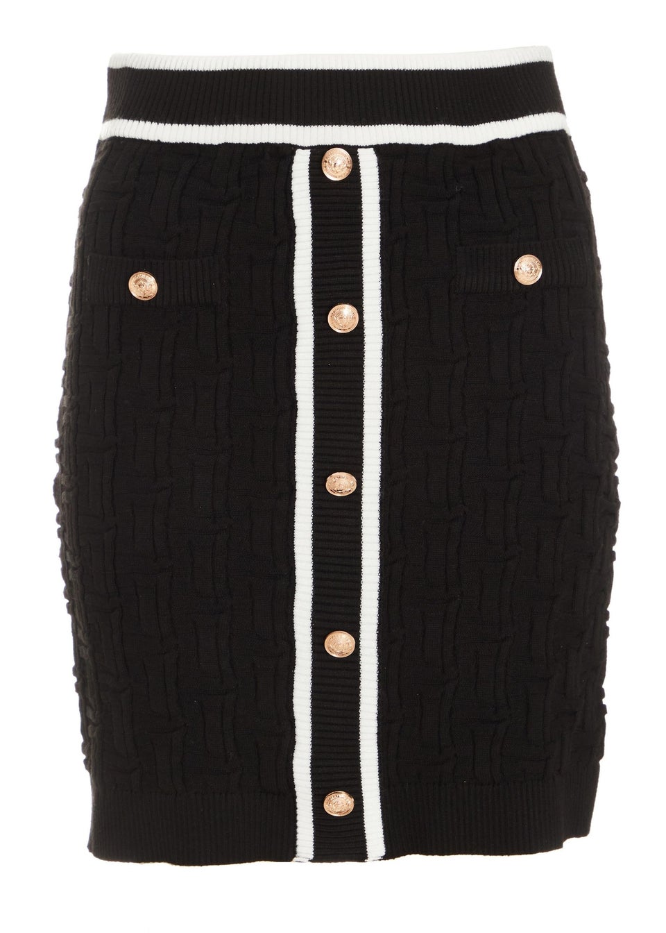 Quiz Black Knit Contrast Trim Skirt