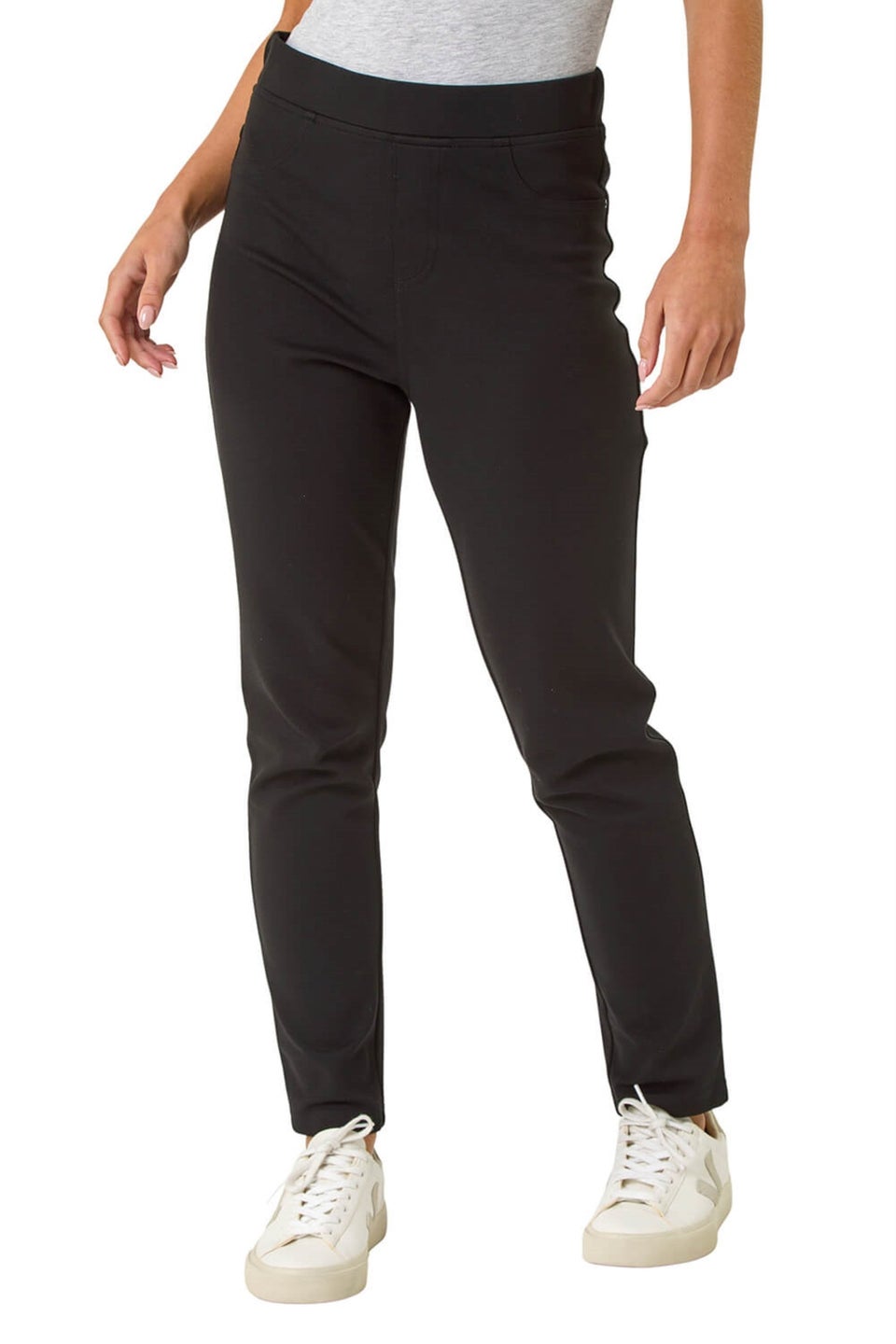 Roman Black Petite Elastic Waist Ponte Stretch Jean