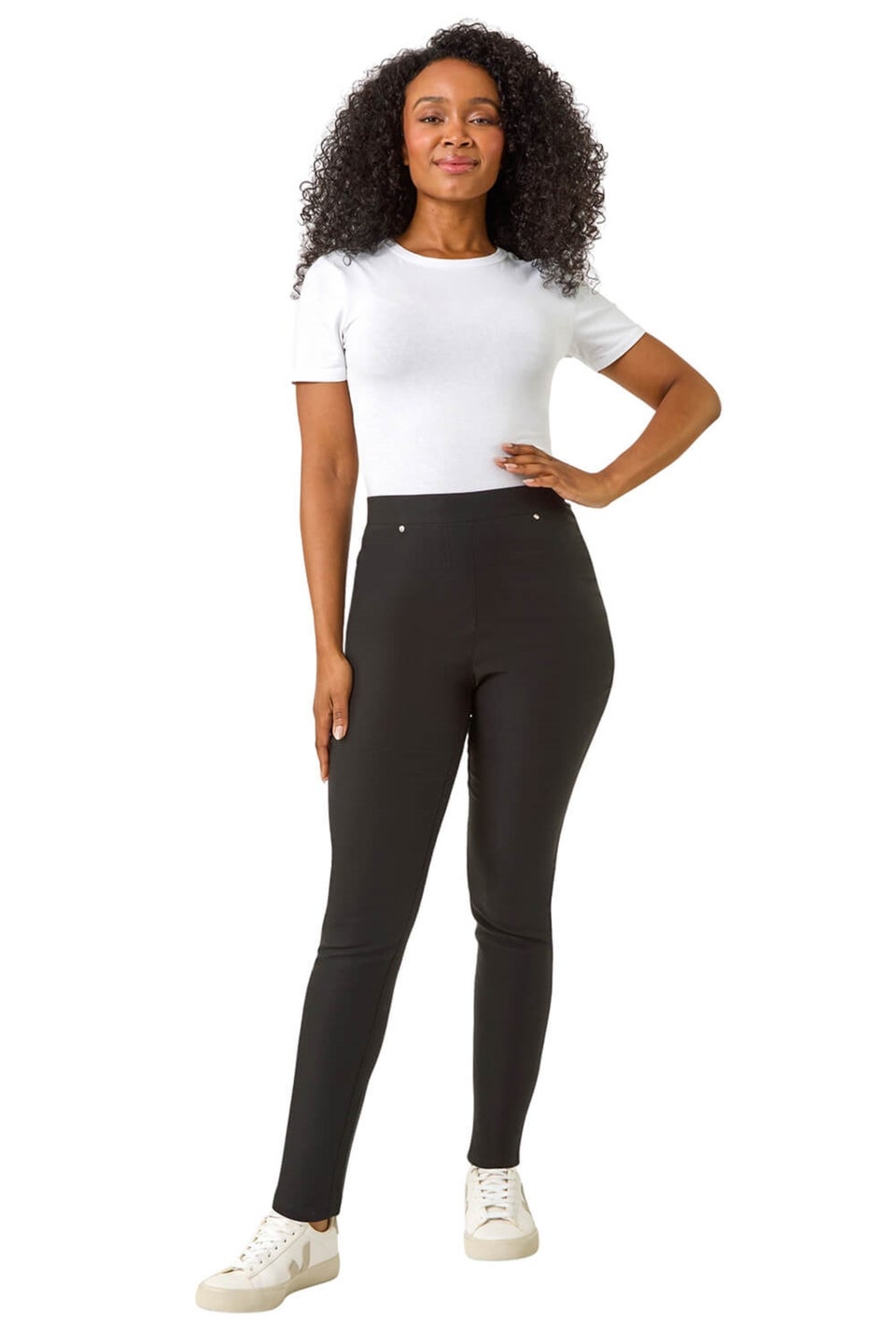 Roman Black Petite Bengaline Stretch Jean Trouser