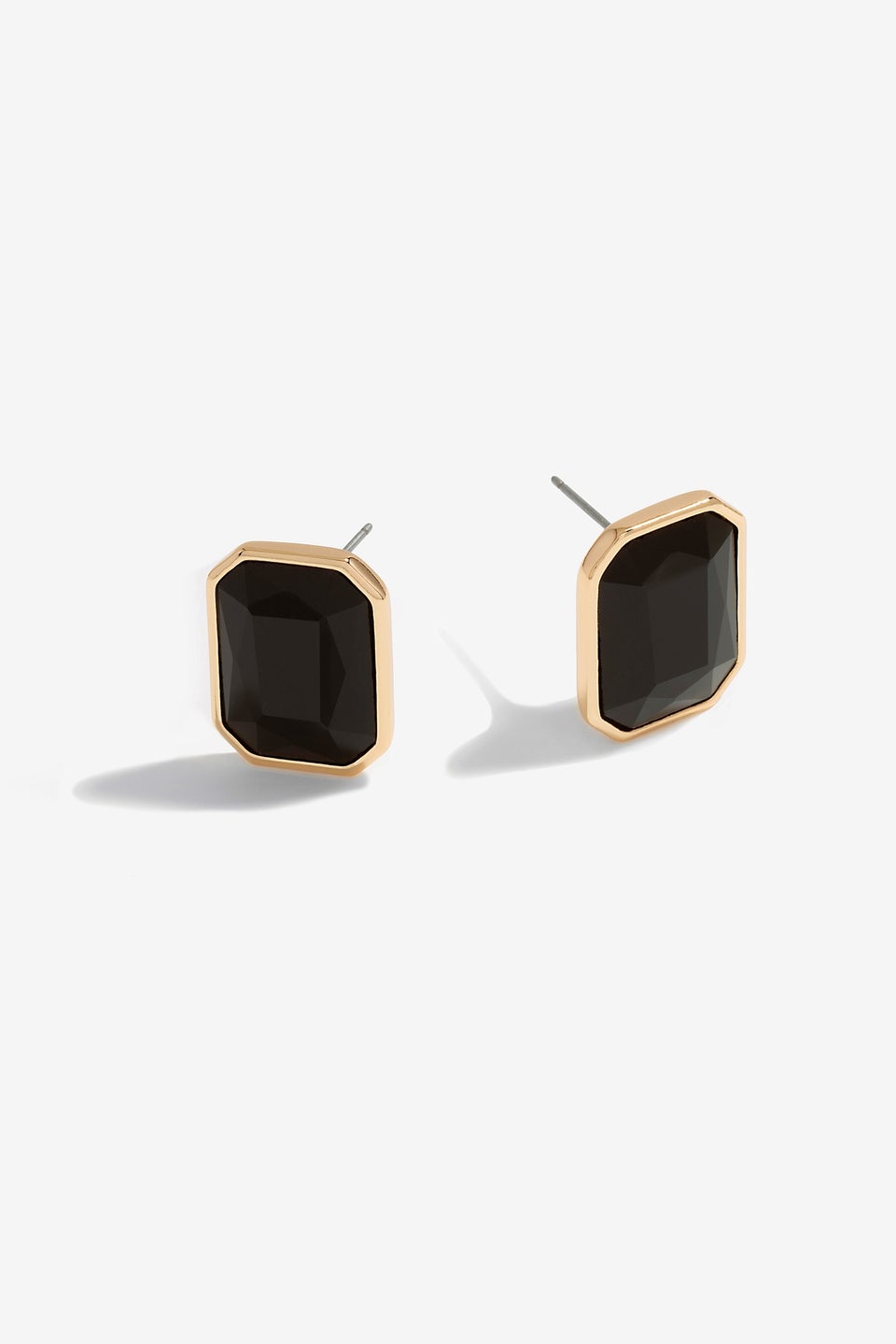 Mood Gold Black Facet Statement Stud Earrings