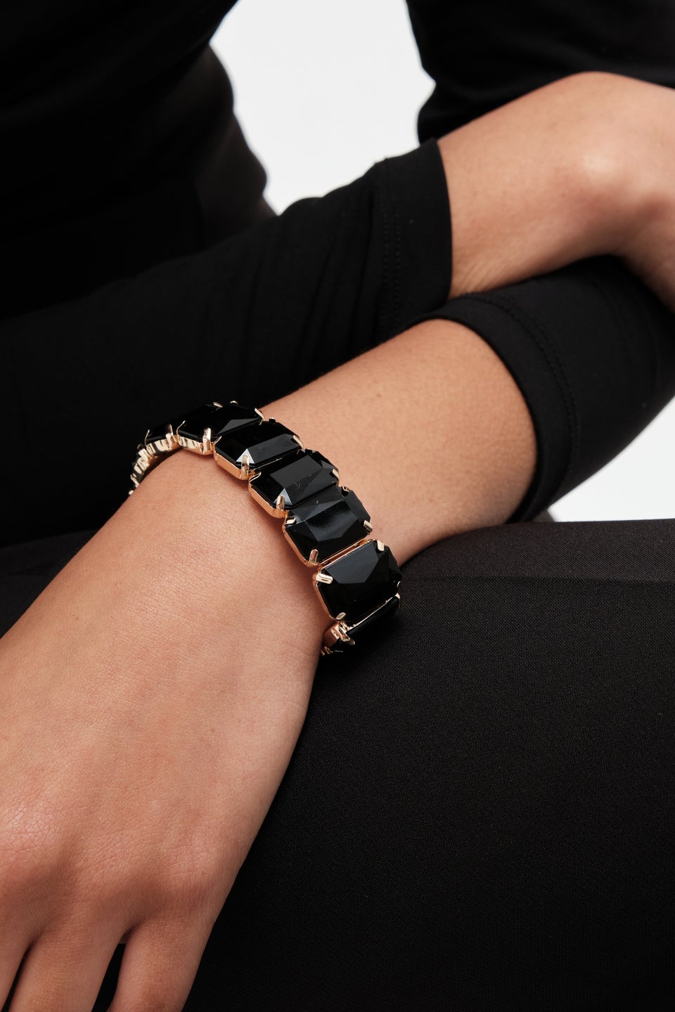 Mood Gold Black Facet Statement Bracelet