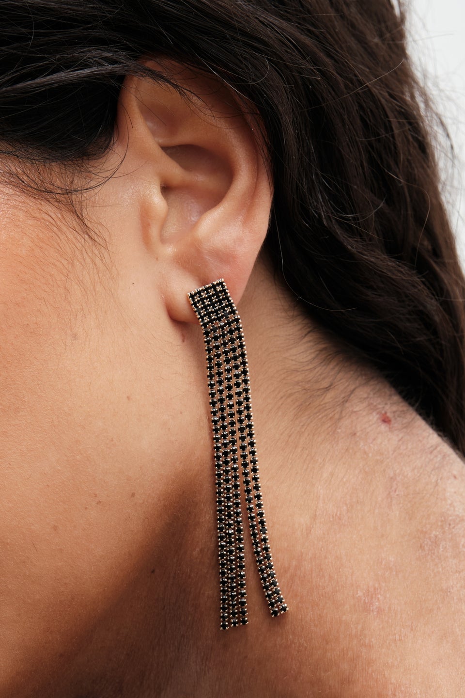Mood Black Diamante Drop Earrings