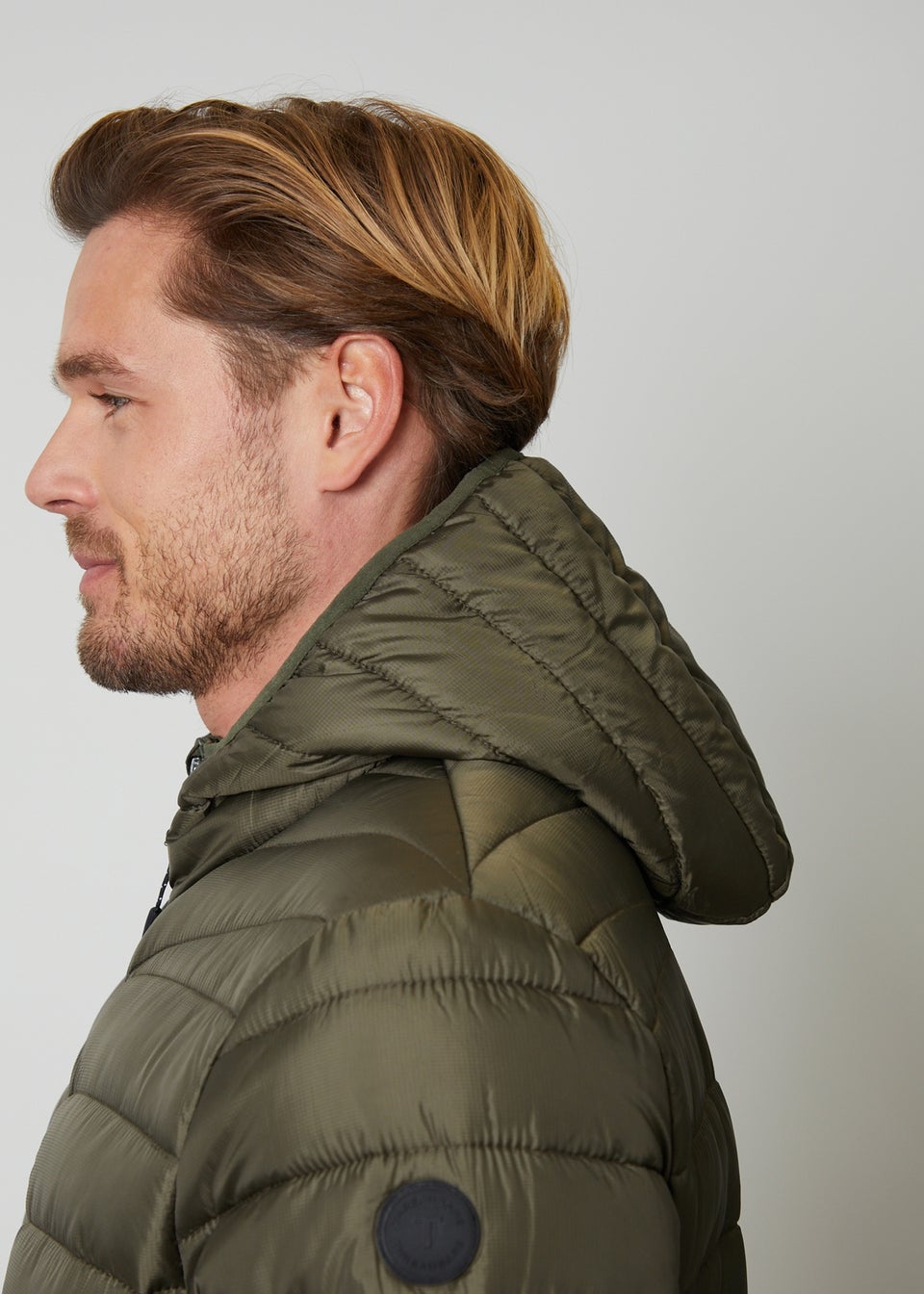 Threadbare Khaki State Matte Finish Padded Hooded Jacket