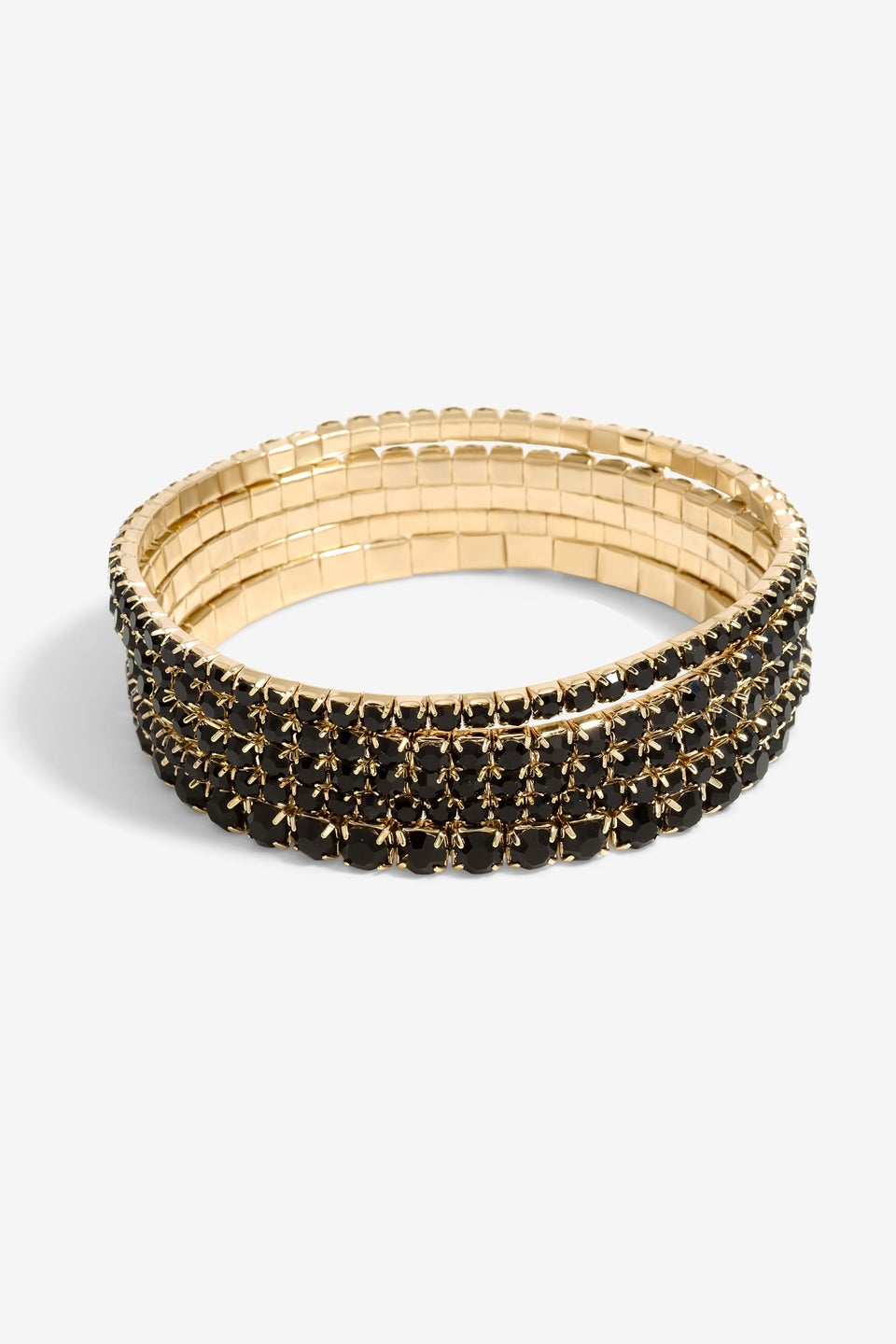 Mood Gold Black Diamante Stretch Bracelets (Pack of 5)