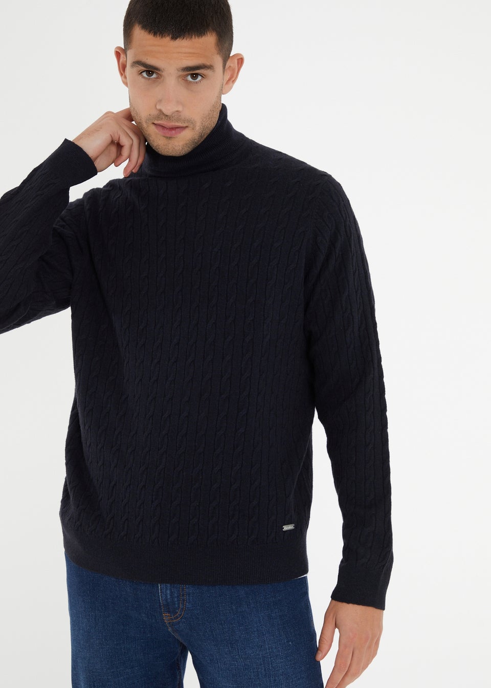 Roll neck cable knit jumper outlet