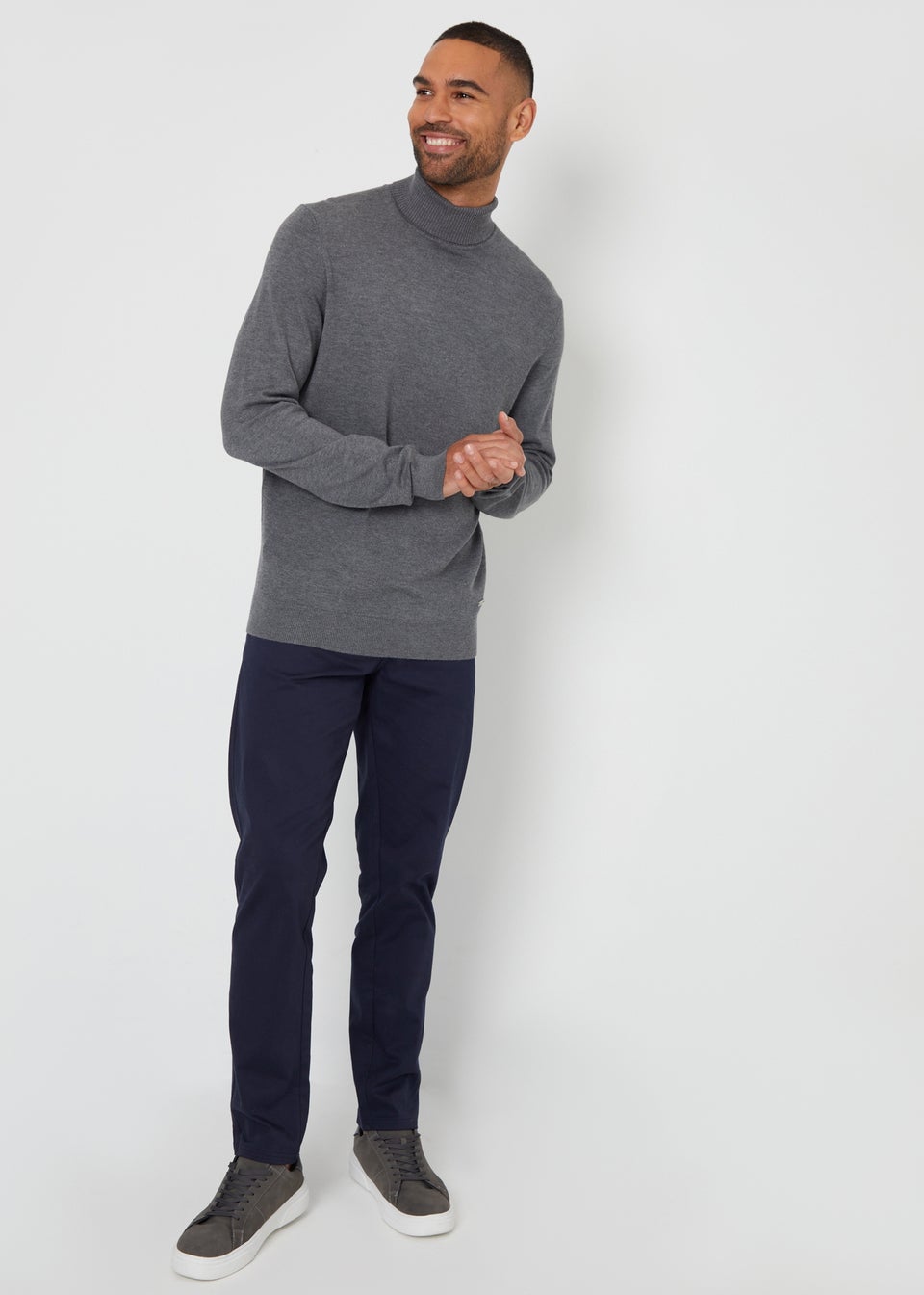 Threadbare Charcoal Knitted Roll Neck Jumper
