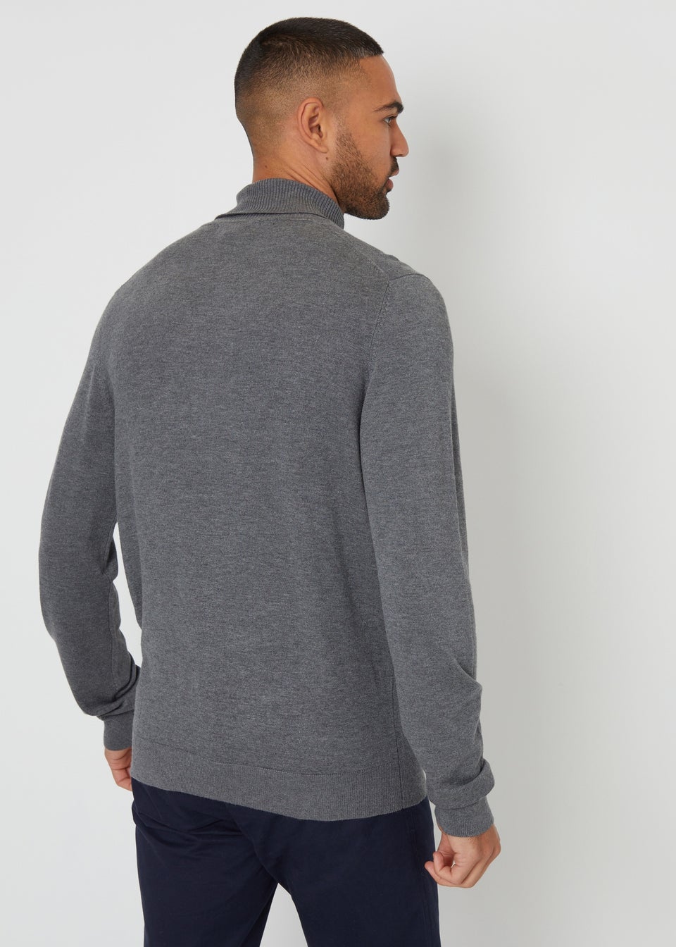 Threadbare Charcoal Knitted Roll Neck Jumper
