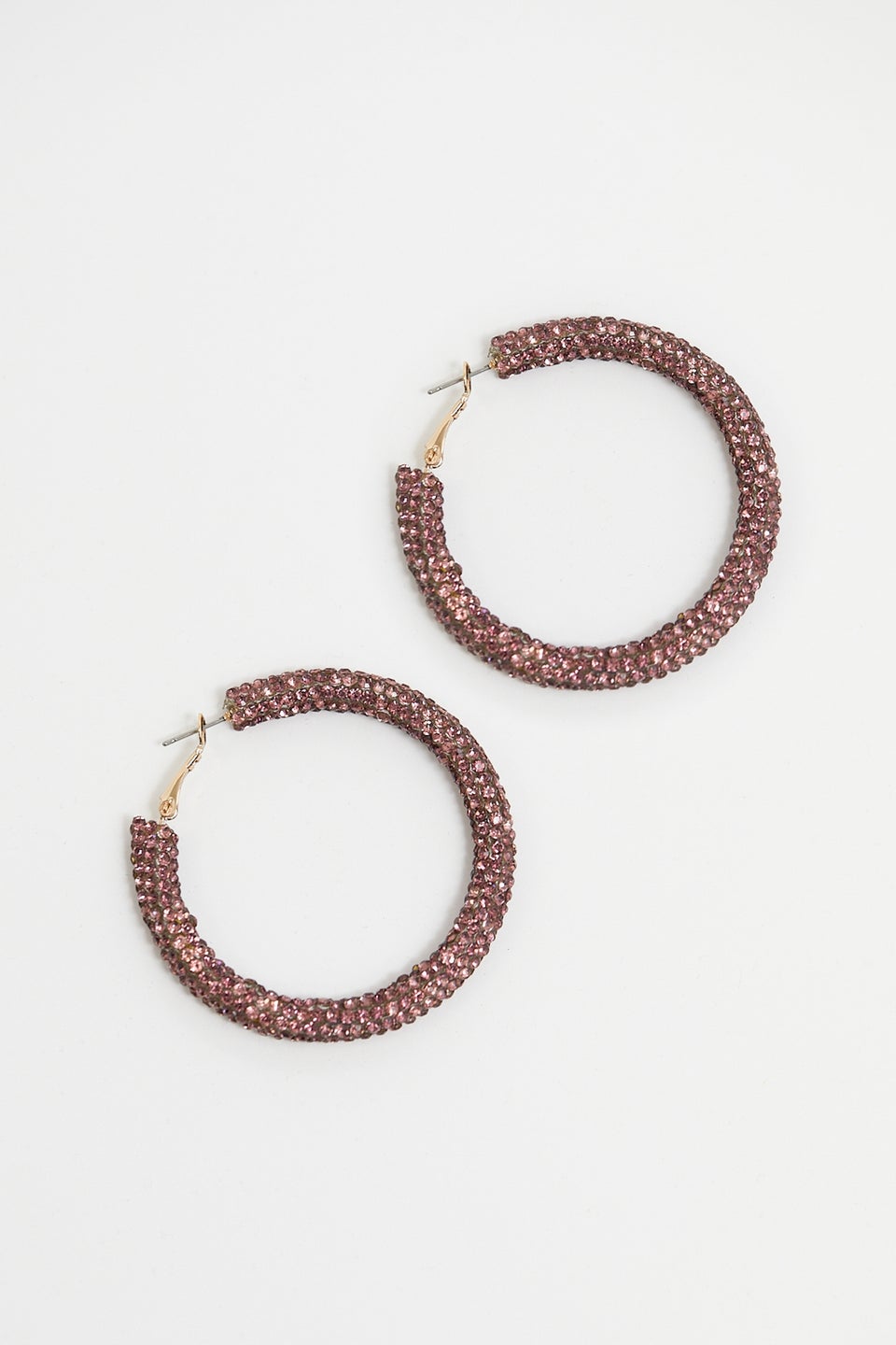 Mood Gold Amethyst Pave Tube Hoop Earrings