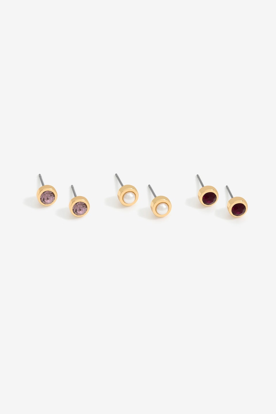 Mood Purple Mixed Stud Earrings (Pack of 3)
