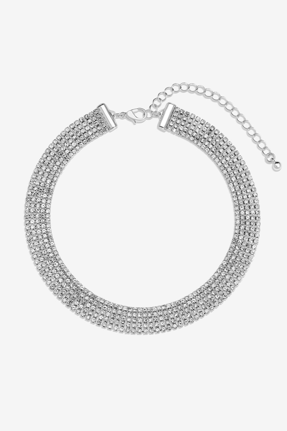 Mood Silver Crystal Fixed Diamante Choker Necklace