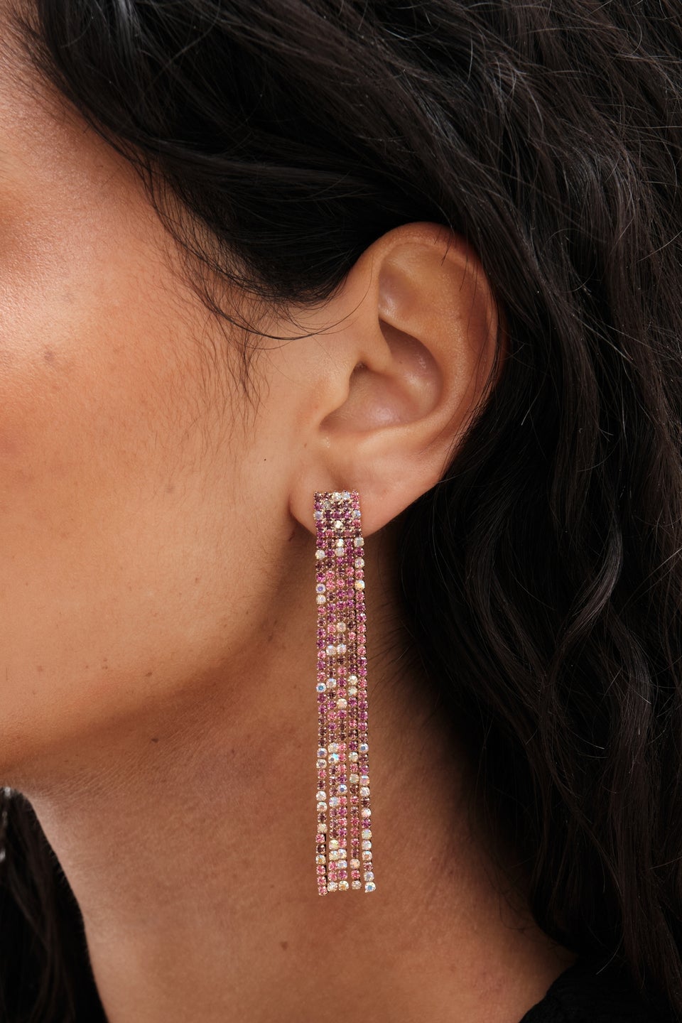 Mood Pink Diamante Drop Earrings