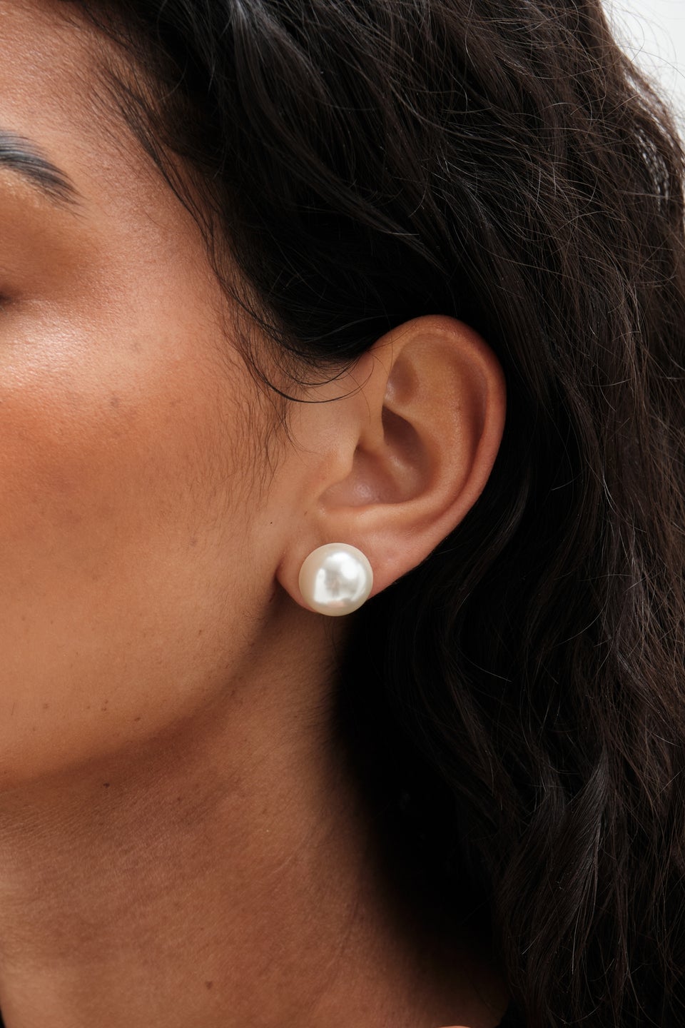 Mood Silver Pearl Dome Stud Earrings