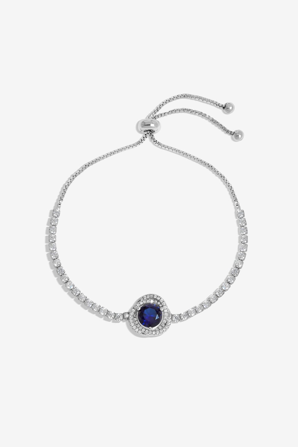 Jon Richard Rhodium Plated Sapphire Halo Toggle Bracelet