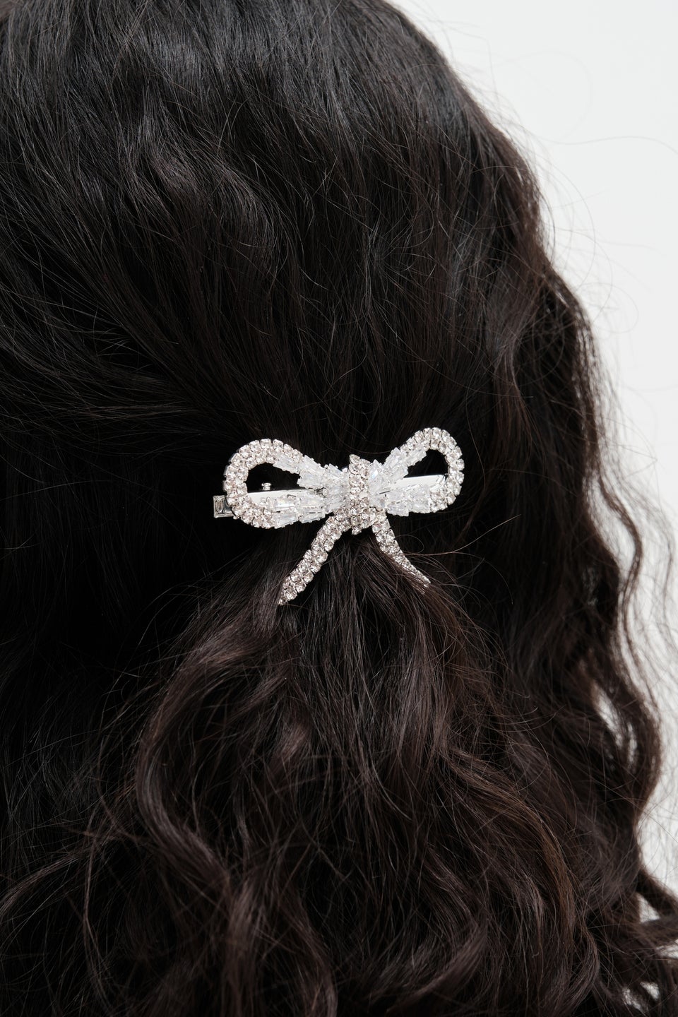 Mood Silver Crystal Bow Hair Slide