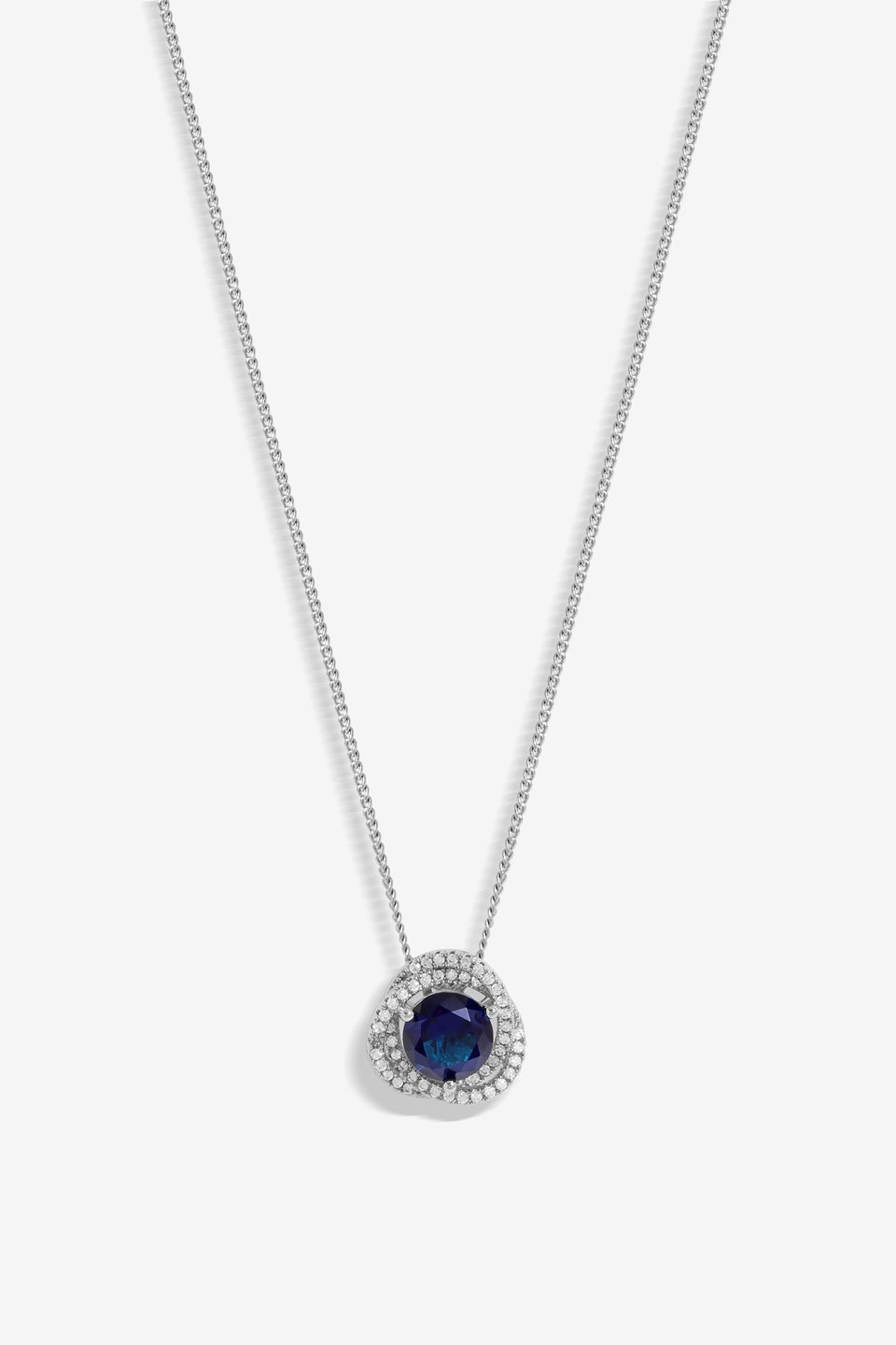 Jon Richard Rhodium Plated Sapphire Halo Pendant - Gift Boxed