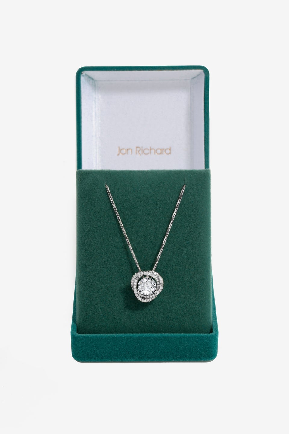 Jon Richard Rhodium Plated Crystal Halo Pendant - Gift Boxed