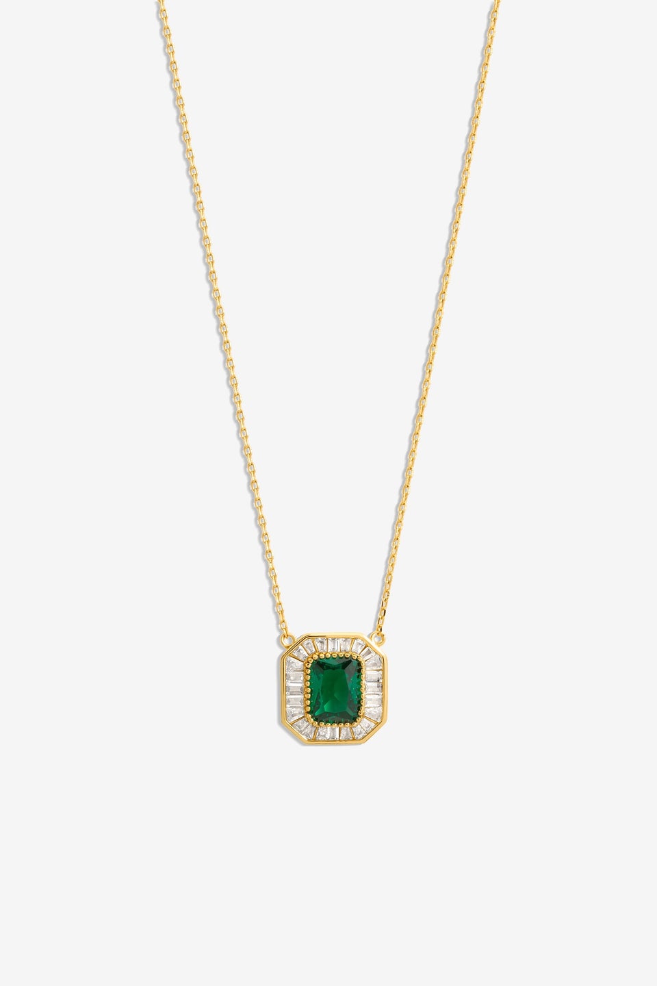 Jon Richard Gold Plated And Emerald Baguette Pendant  - Gift Box