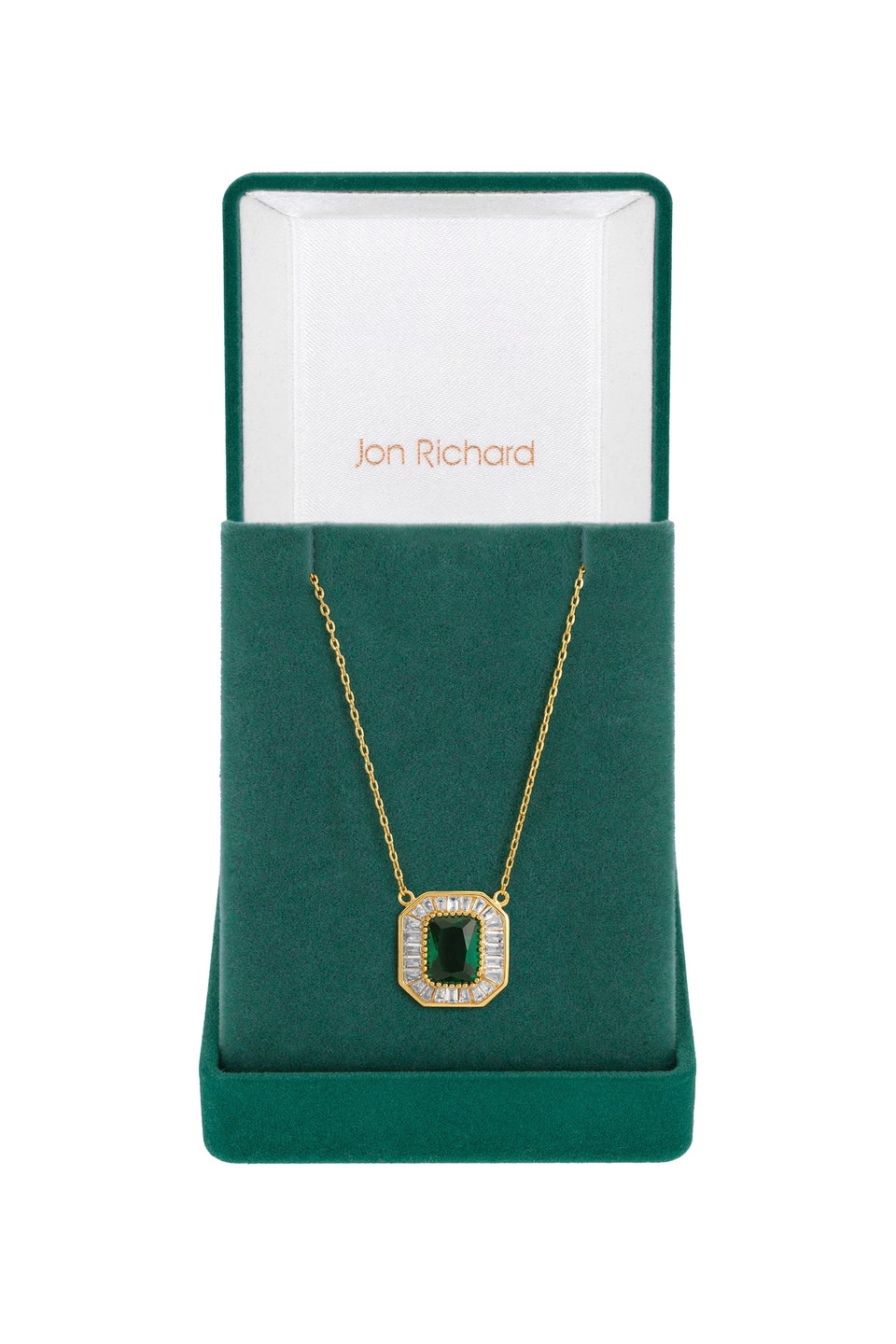 Jon Richard Gold Plated And Emerald Baguette Pendant  - Gift Box